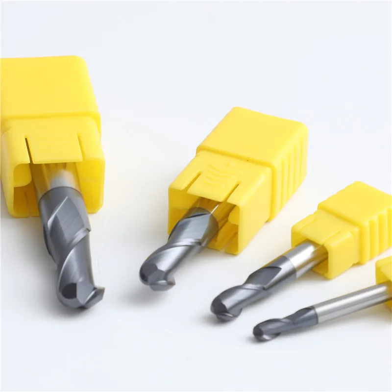 wholesale cheap hrc60  4 flute 2 flute solid carbide endmill ball nose milling cutter 1mm 20mm end mill for steel