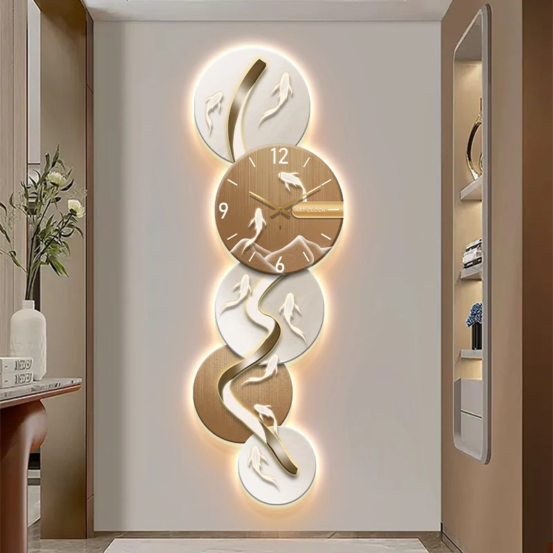 High-end luxury 3D wall art Led light abstract clock home decoration background decoration art style still life