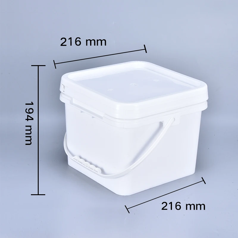 High Quality Fashion Big Square Plastic 8 Liter Bucket with Lids Food Grade For Packaging