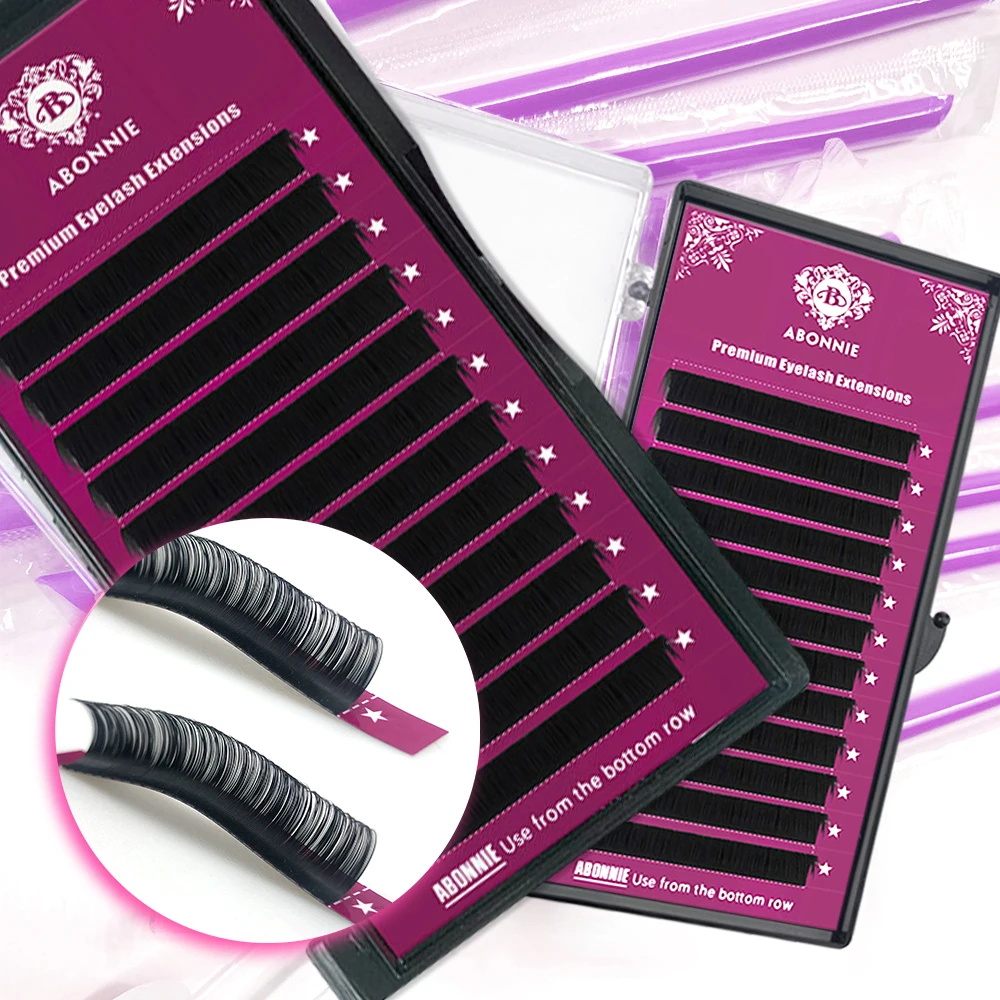 Абонни, индивидуальная этикетка для наращивания ресниц, 0,03 0,05 0,07, Индивидуальные ресницы 8-15 мм, матовые черные кашемировые ресницы