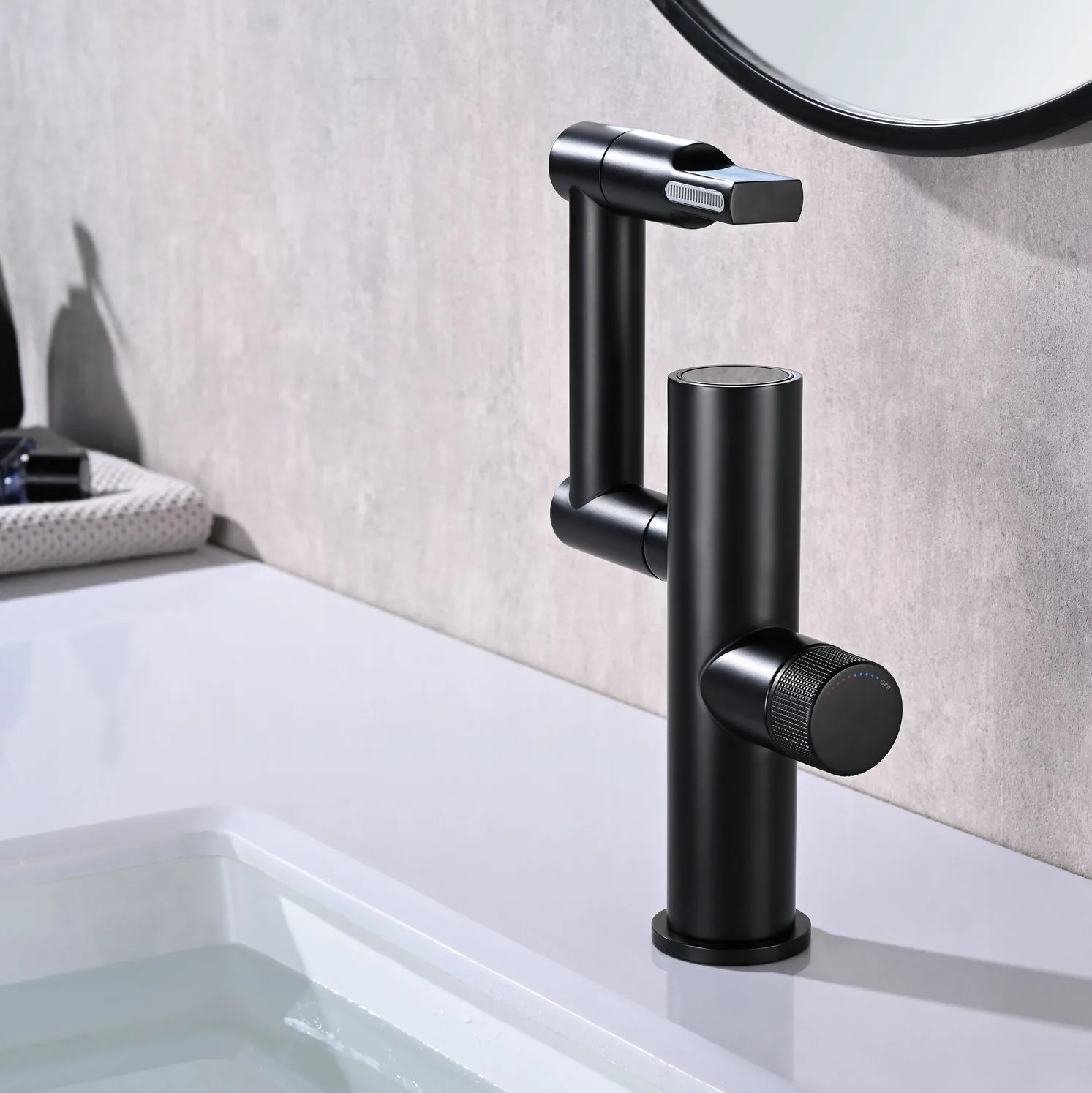 2022 Luxury Black All Copper Digital Smart Faucet For Bathroom Basin Washroom Sink With Temperature Display