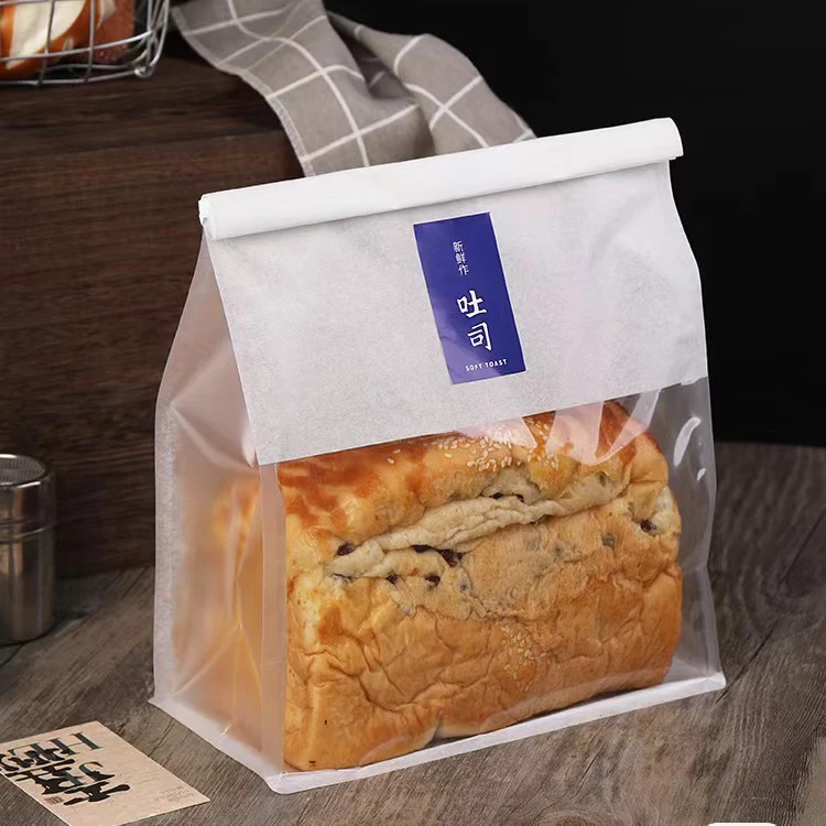 Custom Printed Long Loaf Bread Bag Brown Baguette Kraft Paper French Bakery Bread Toast Bags With Window