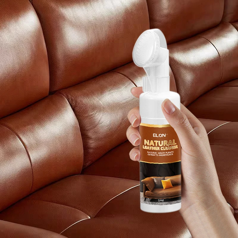 150ml natural leather cleaner kit with brush in color box customize logo leather cleaner solution spray leather liquid