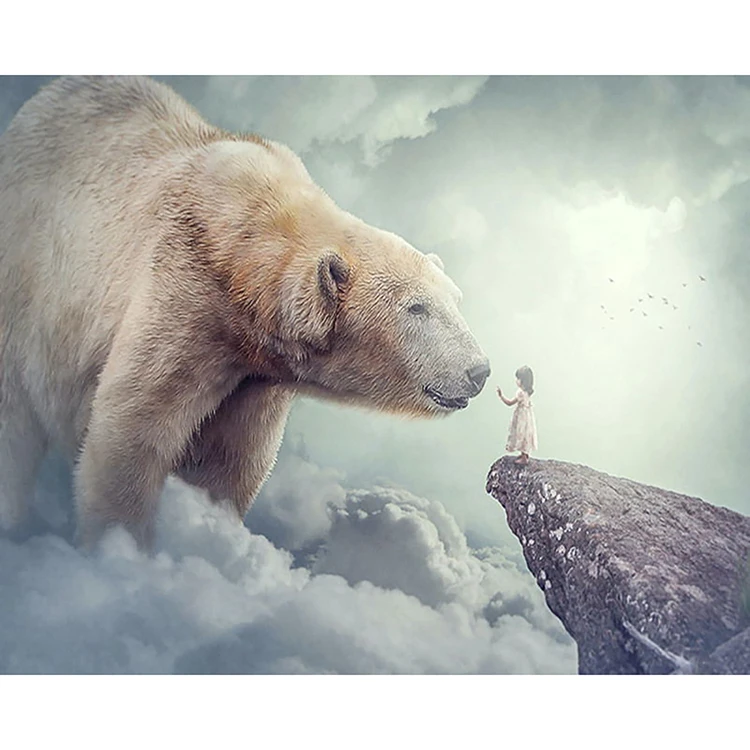 The bear modern Wall art decor canvas 5d diy full painting diamond diamond embroidery zhui star