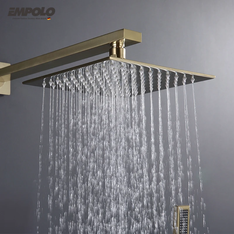 cUPC Gold Plated Sink Brass Wall Mounted Faucets Rainfall Water Mixers Taps Basin Hand Rain Bathroom Bath & Shower Faucets Set