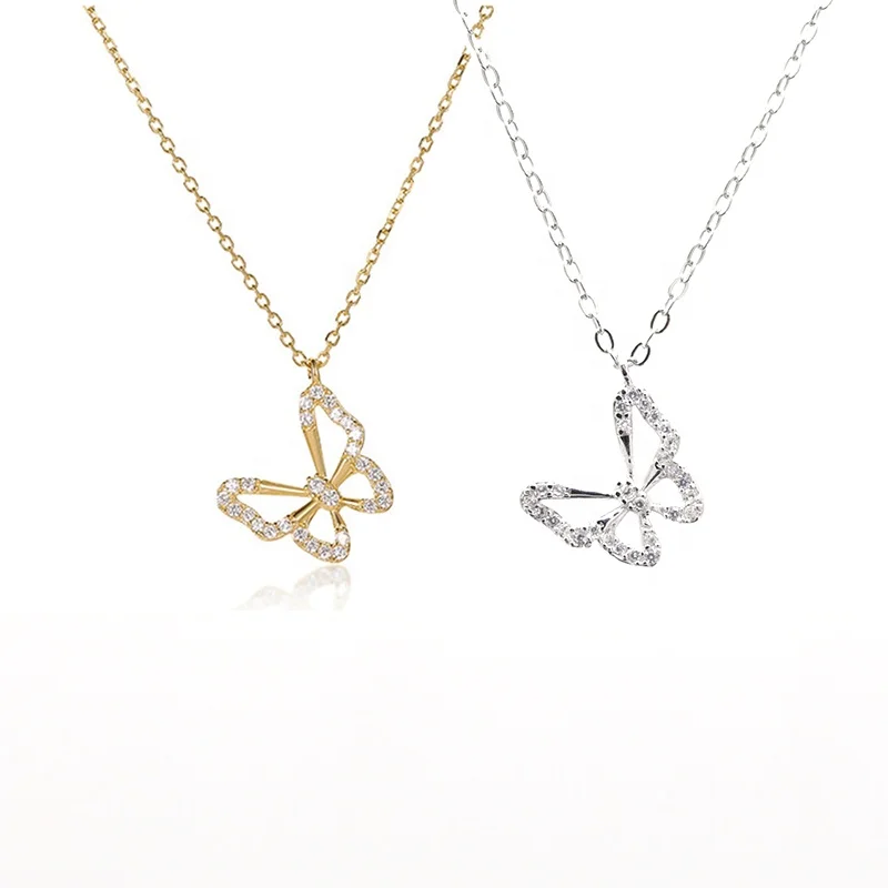 small butterfly gold plated friend necklace 925 sterling silver dainty cute butterfly necklace women