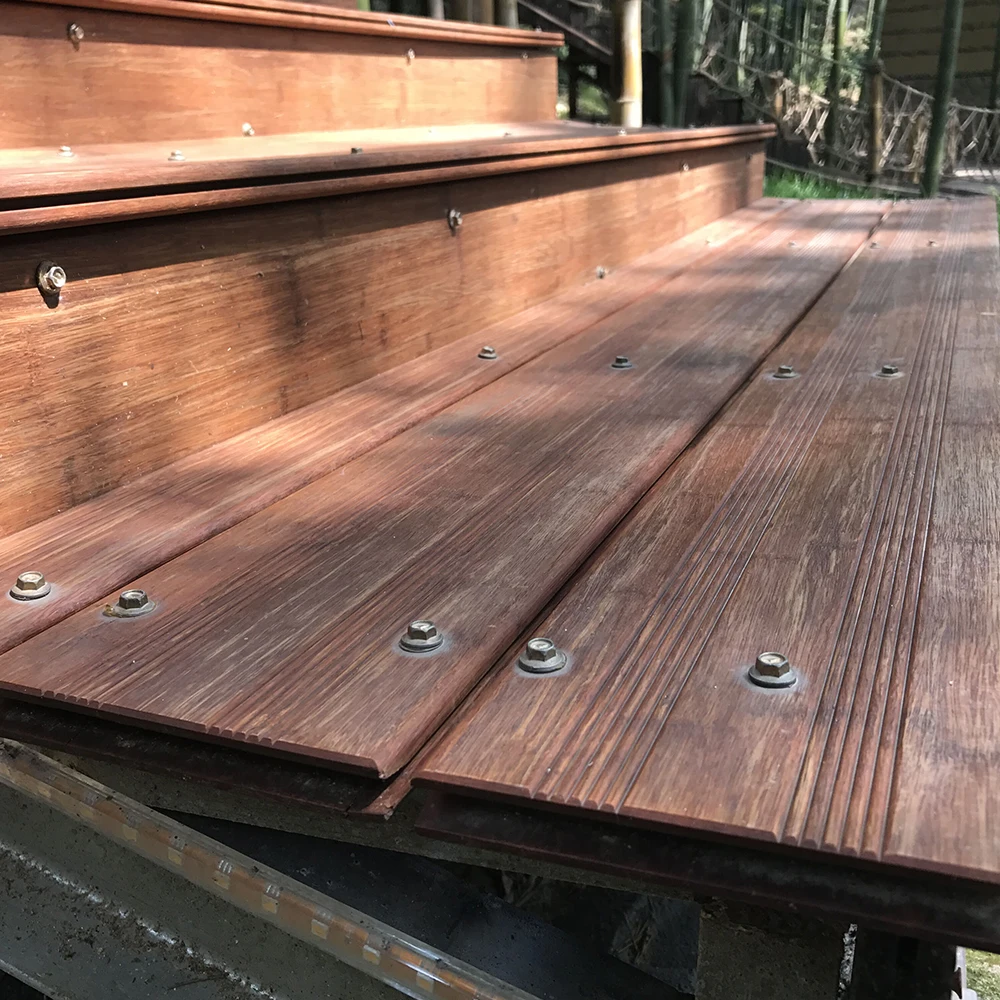 JOOLAN Garden balcony deep carbon wooden bamboo decking carbonized waterproof outdoor bamboo flooring