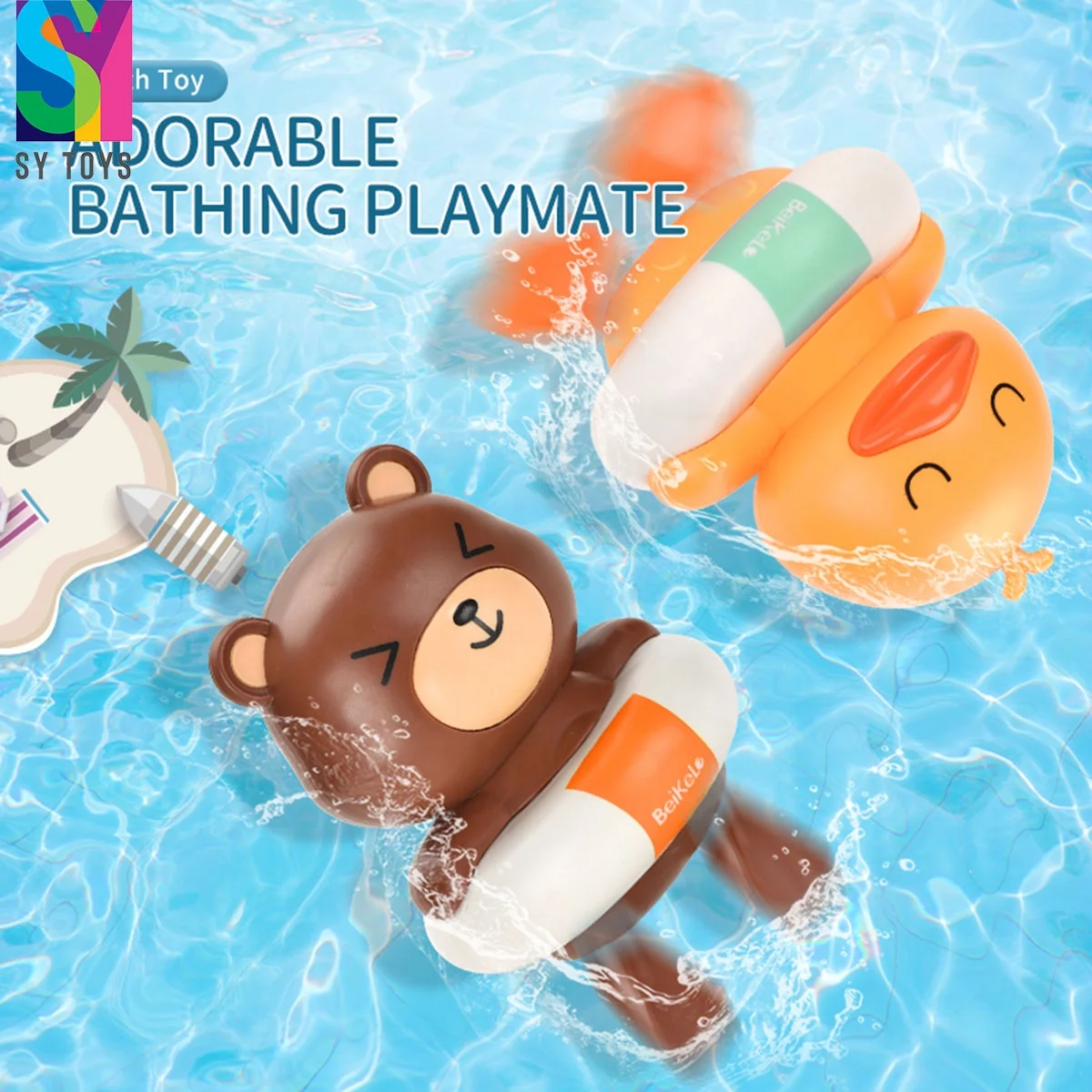 SY Duck Bath Toys Wind up Diver Toy Swimming Floating Swim and Crawl Pool for