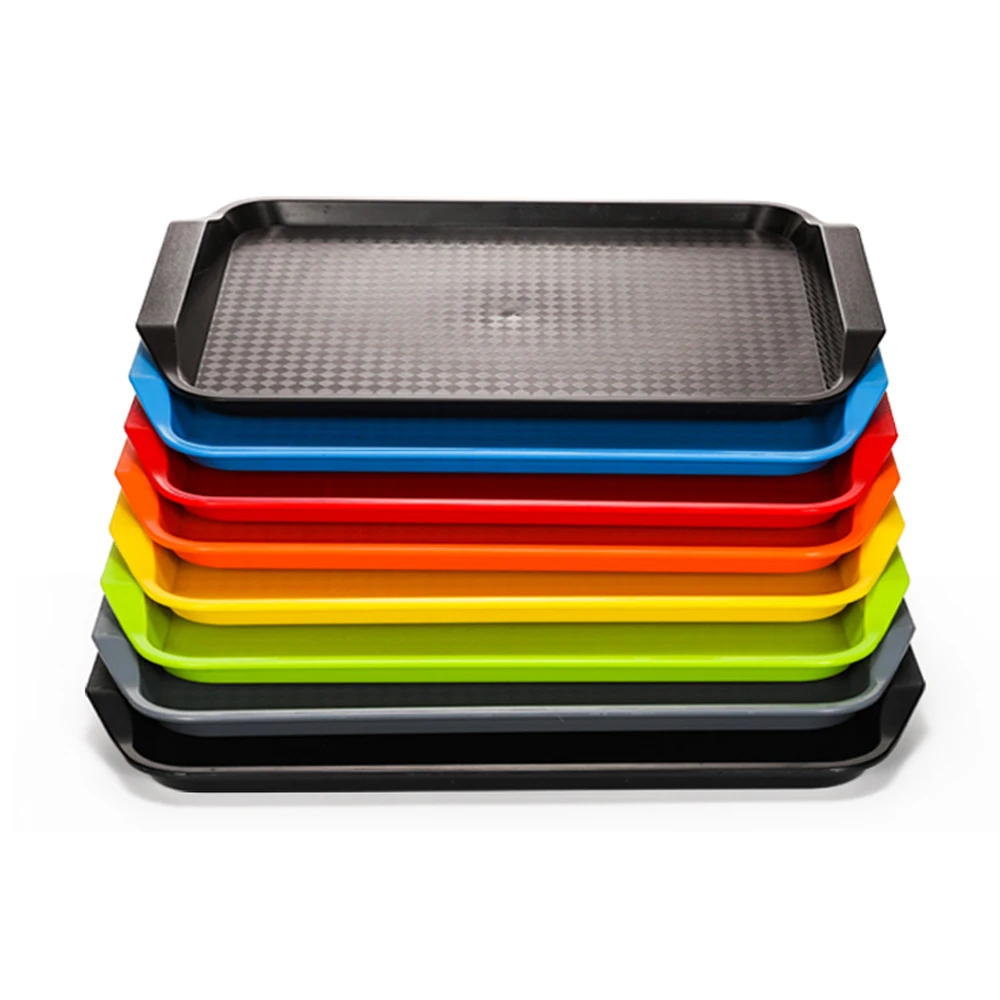 Индивидуальные цветные Недорогие Высококачественные подносы для сервировки, Нескользящие подносы для ресторанов, отелей, дома, пластиковые подносы PP