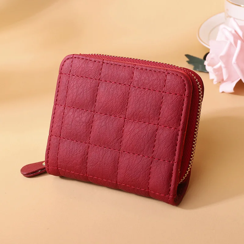 2022 New Korean Mini Short Zipper Purse for Women Girl Cute PU Leather Portable Coin Card Purse Wallet