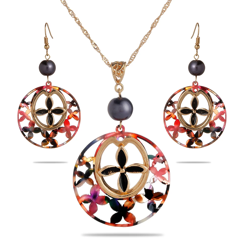 SophiaXuan Wholesale Hawaiian Acrylic Jewelry Set Hyderabad Holiday Pearl Jewelry Set