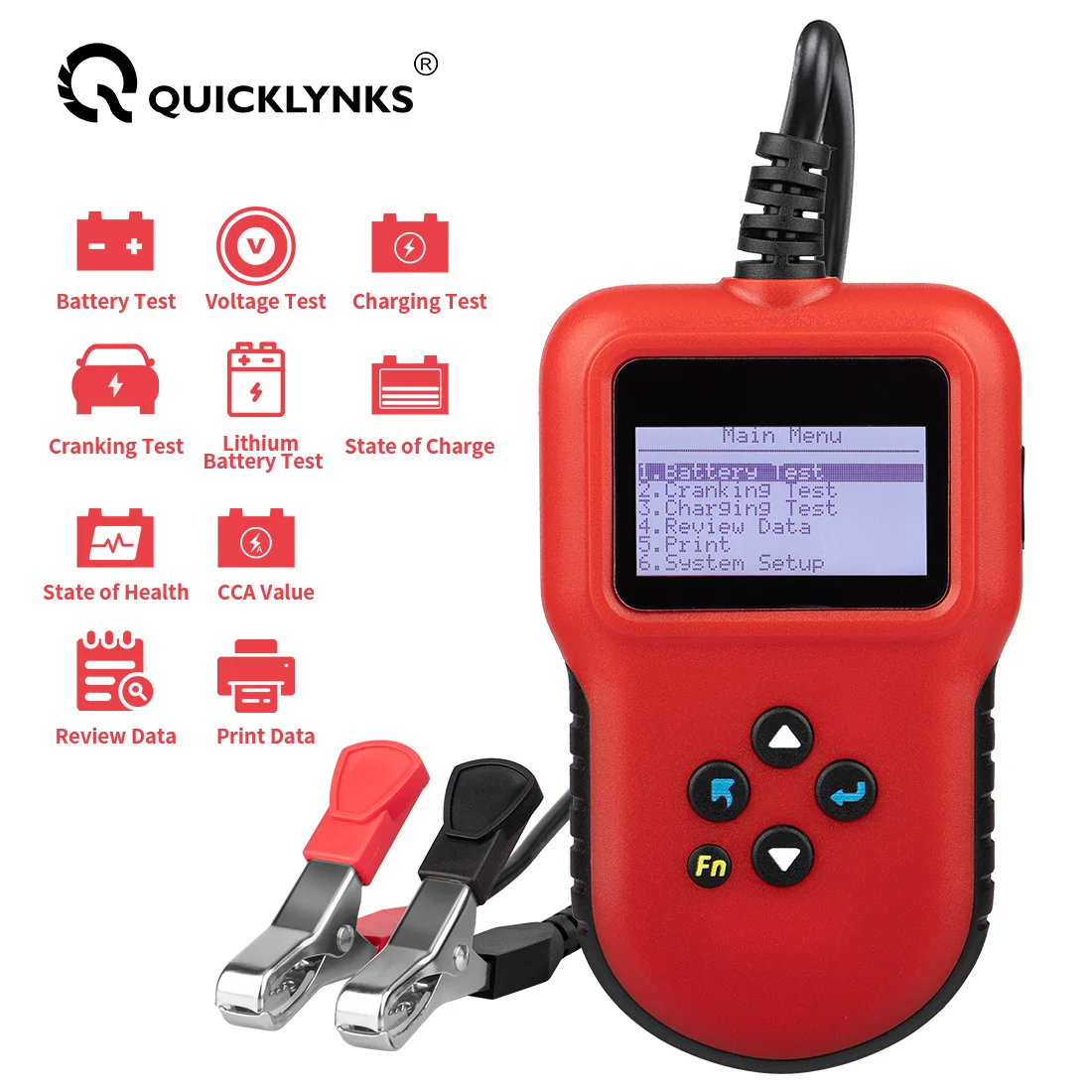 QUICKLYNKS  Battery Tester Machine   BA106  Lithium Battery Tester  for All Cars