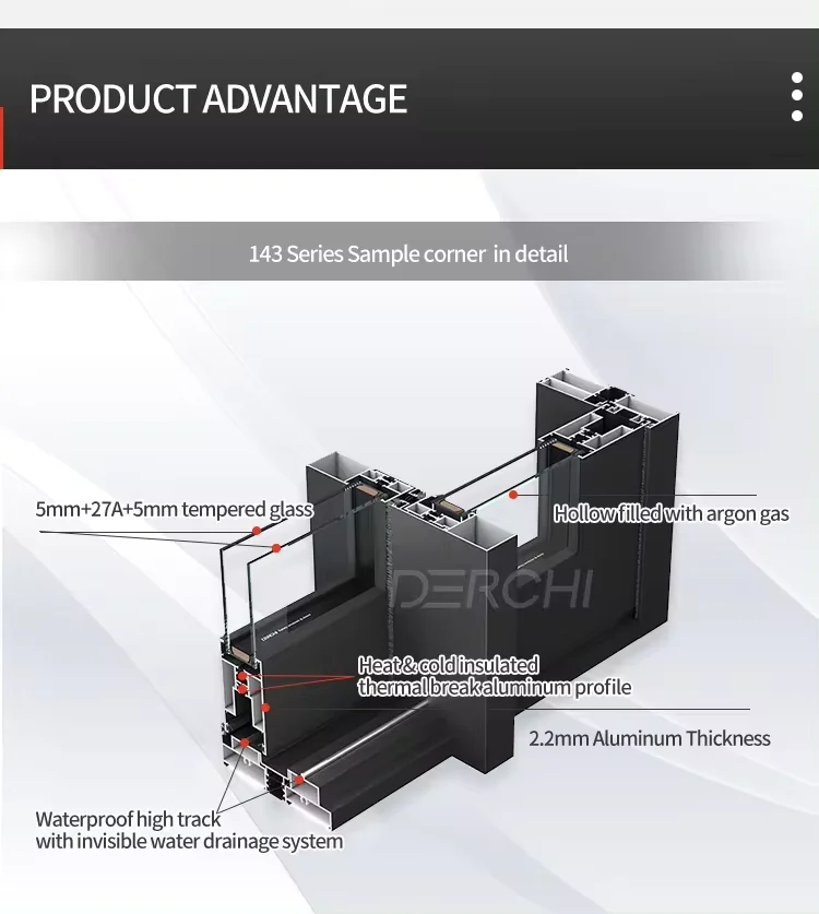 Residential House Commercial Heavy duty thermal break automatic sliding door aluminum patio glass door