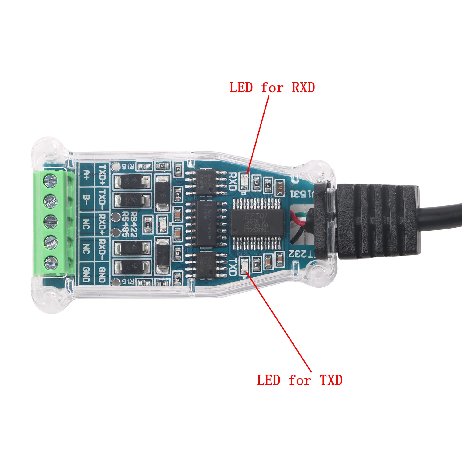 FTDI USB TO RS485 RS422 485 422 Isolation Module Communication Converter Adapter Cable with TXD RXD LED