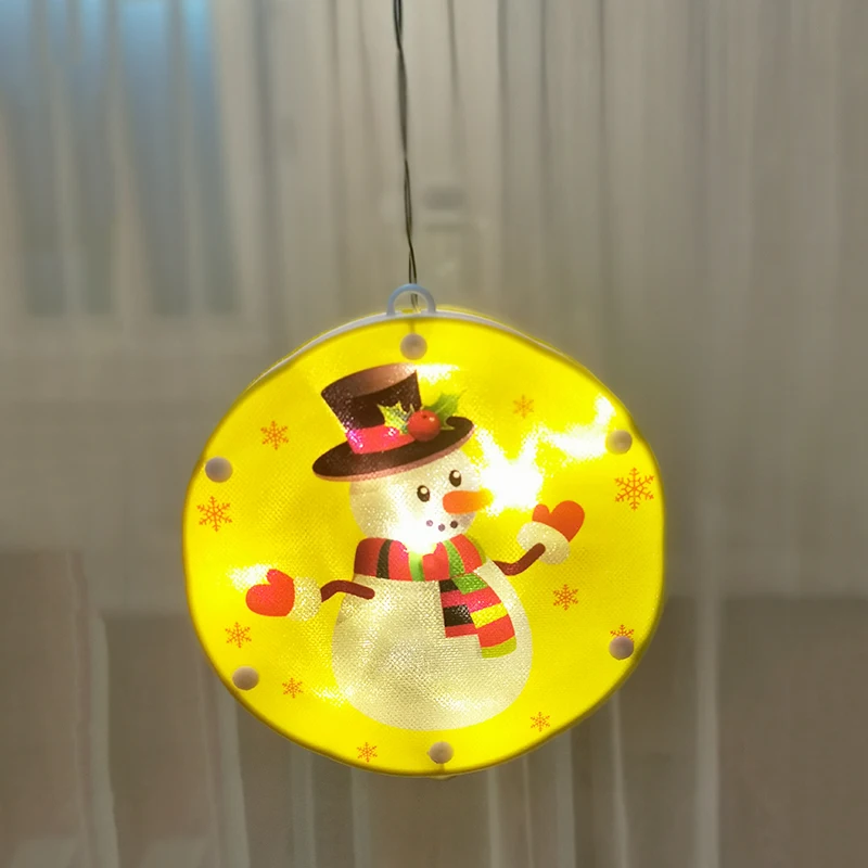 
Светодиодное украшение на батарейках, креативный маленький подвесной светильник на присоске, светильник на окно со снеговиком 