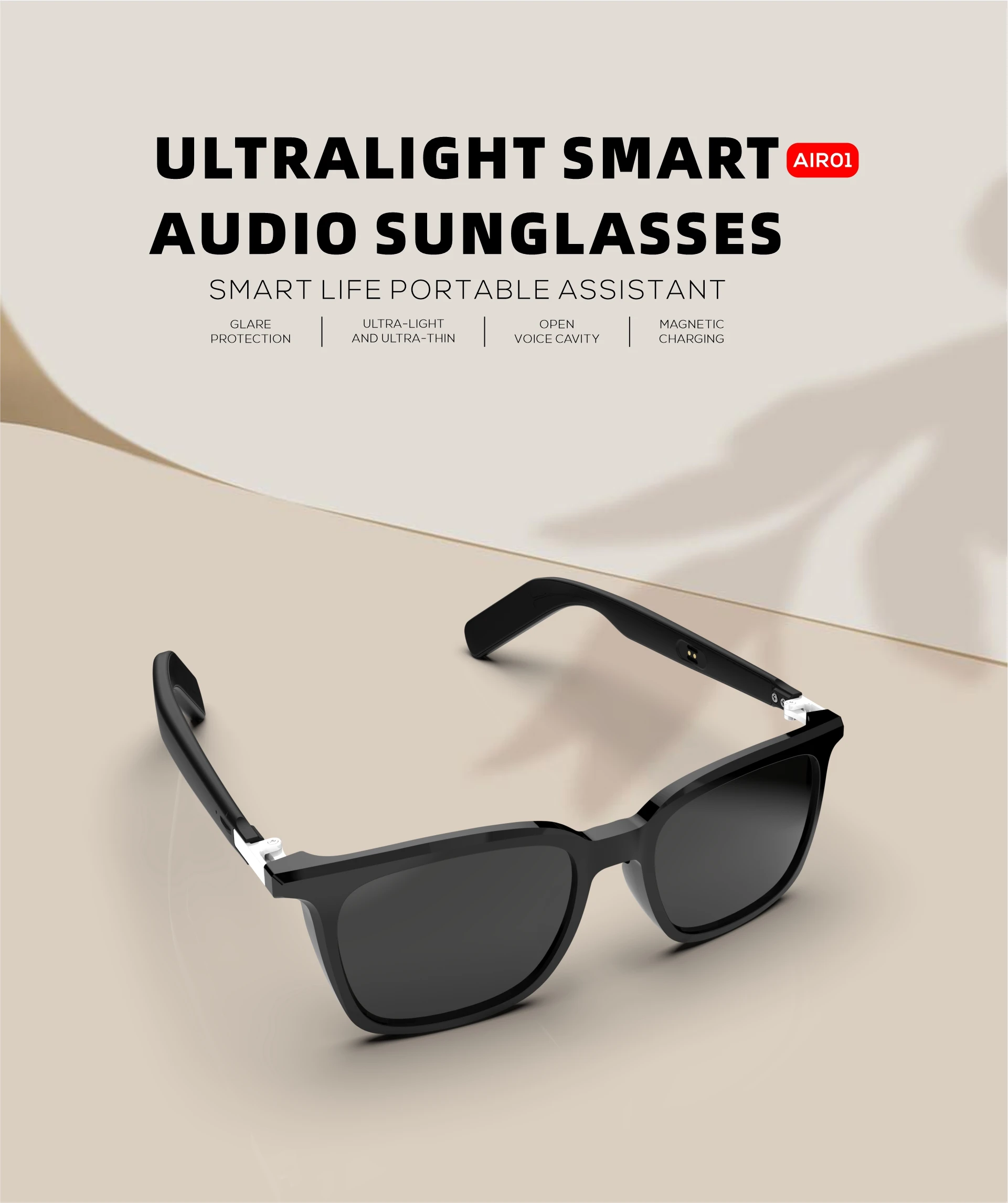 A combination of style and sound smart lens glasses smart glass black smart glasses wearable technology