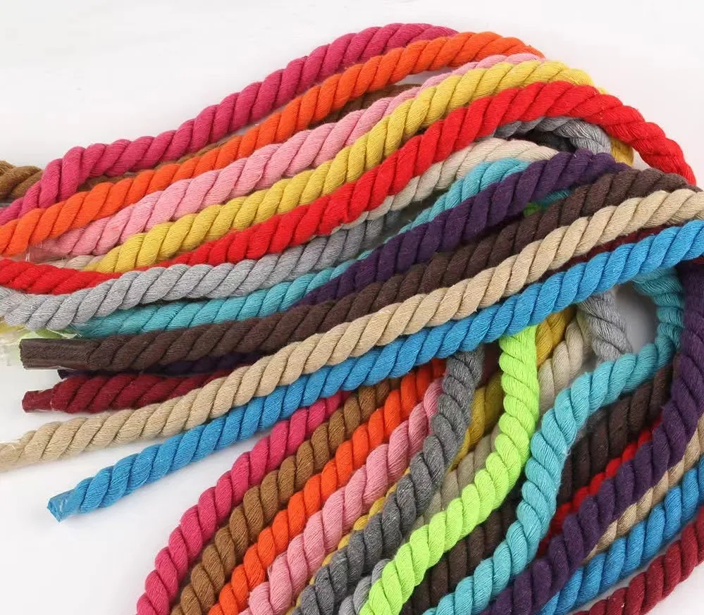 Macrame Cord 3mm 4mm 5mm 6mm 3 Strand Cotton Braid Cord Multi Color Macrame Thread Waist Rope