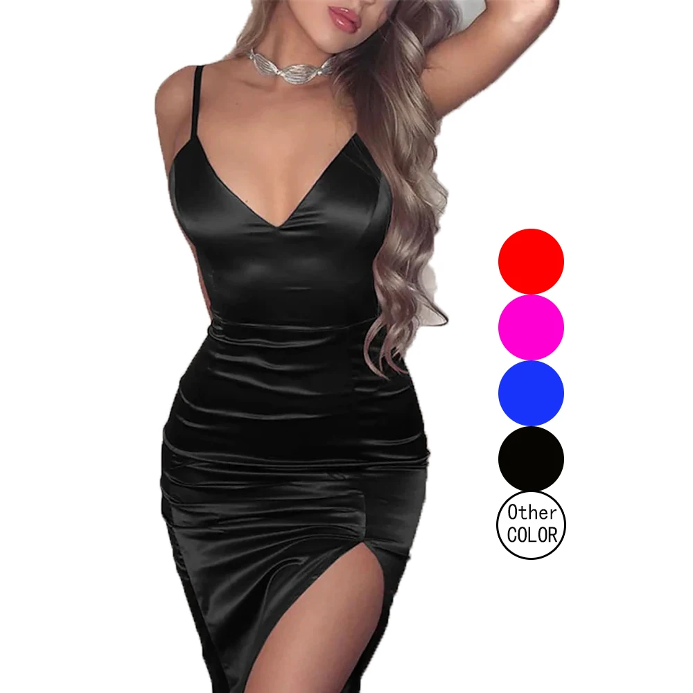2022 Fashion Women Sexy Elegant Party Dress Plus Size Women Solid Short Dress Spring Summer