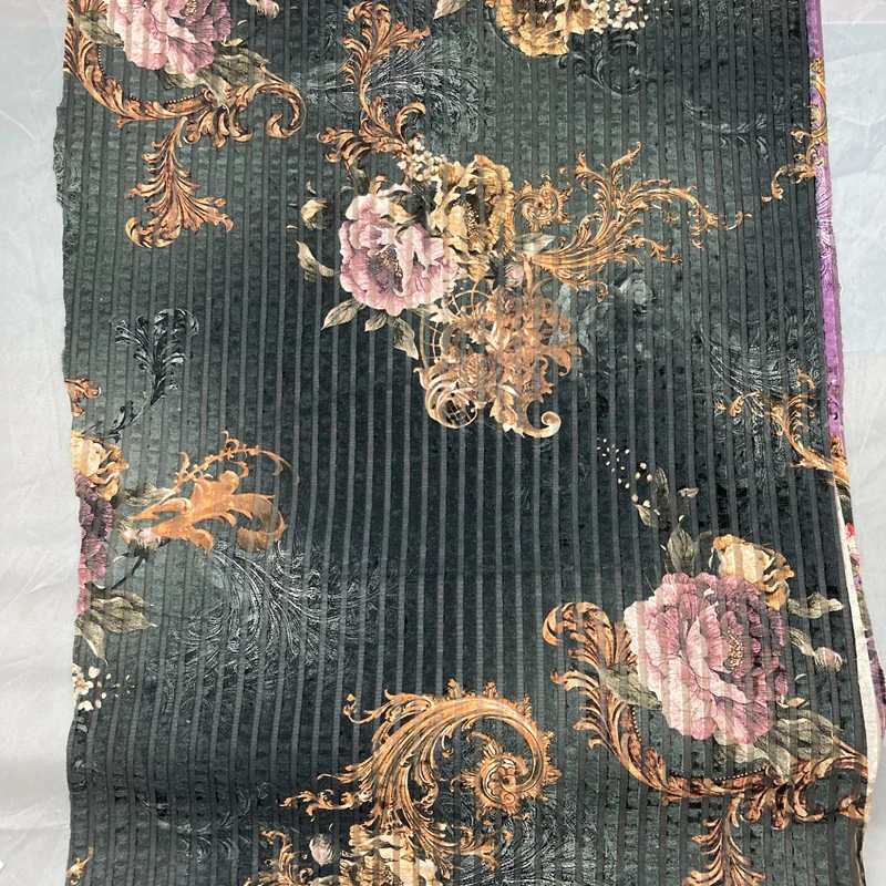 
free sample transsferring printing digital velvet striped velour fabric with goods quality 