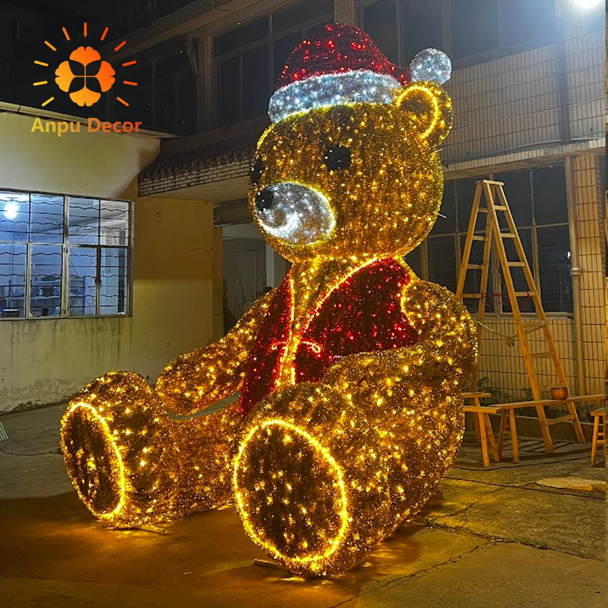Outdoor LED Christmas Teddy Bear /Large 3D LED Christmas Teddy Bear Motif Lights for Shopping Plaza Decoration