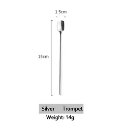 Hot sell 304 Stainless Steel Titanium Coffee Spoon Creative Long Handle Bar Stirring Scoop Cute Dessert Spoon Color Latte Spoon