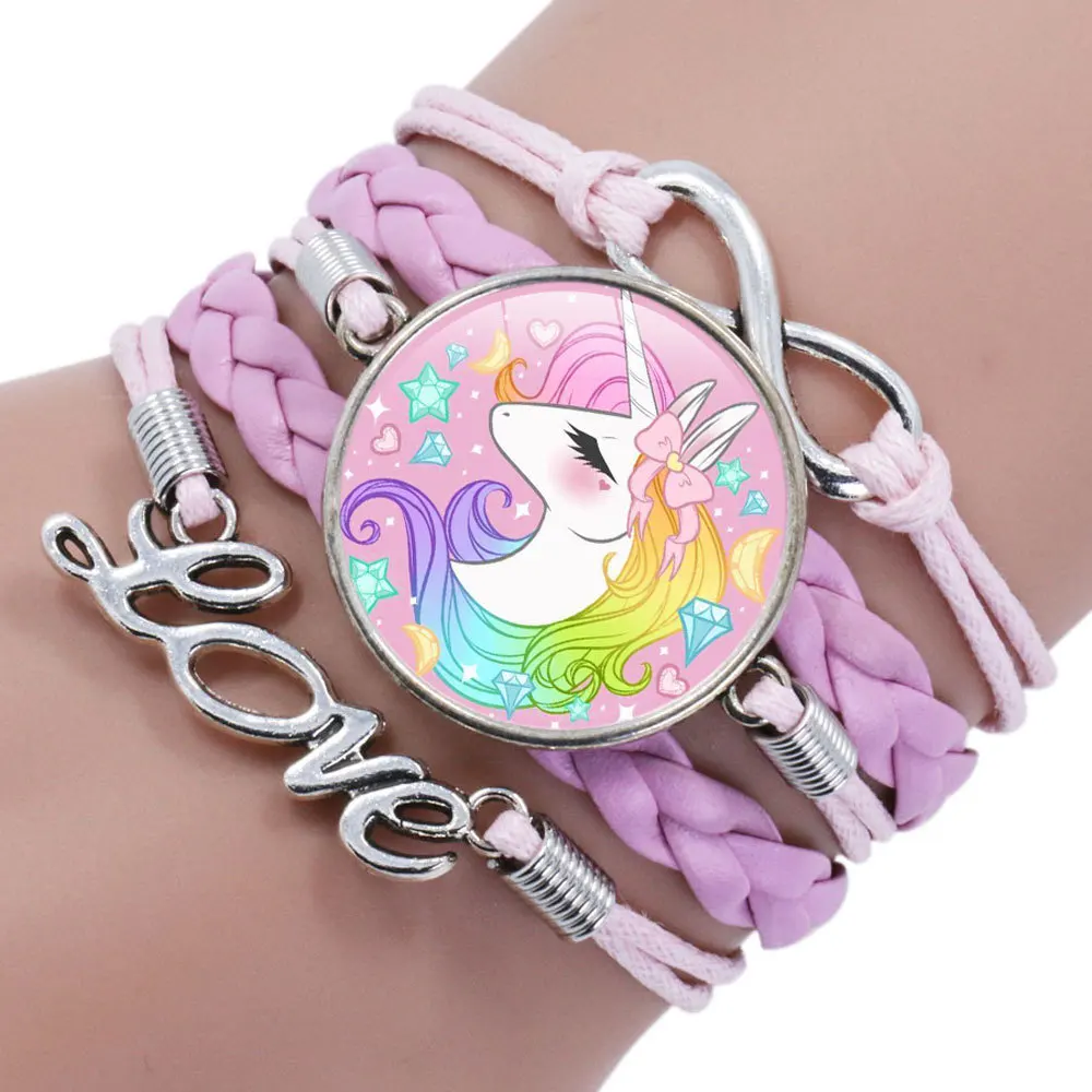 Cartoon Unicorn Braided Kids Bracelet for Girls Friendship Bracelets Jewelry Multi-layer Charm Bracelet Fashion Jewelry