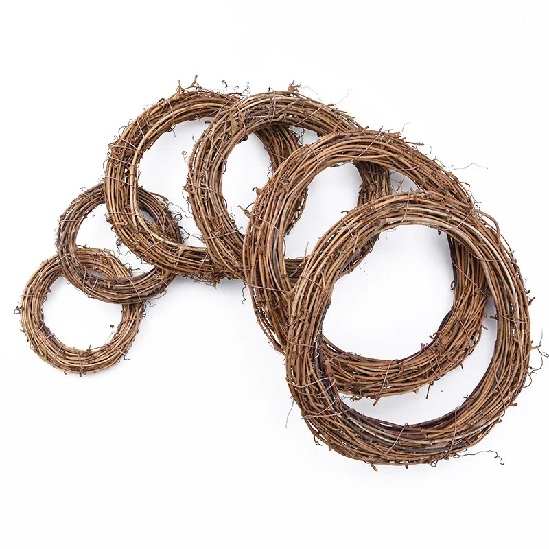 Rattan Hoop Wreath Artificial Flower Wreath Natural Vine Wreath Christmas Decoration Supplies Garland Hanging Wall Door