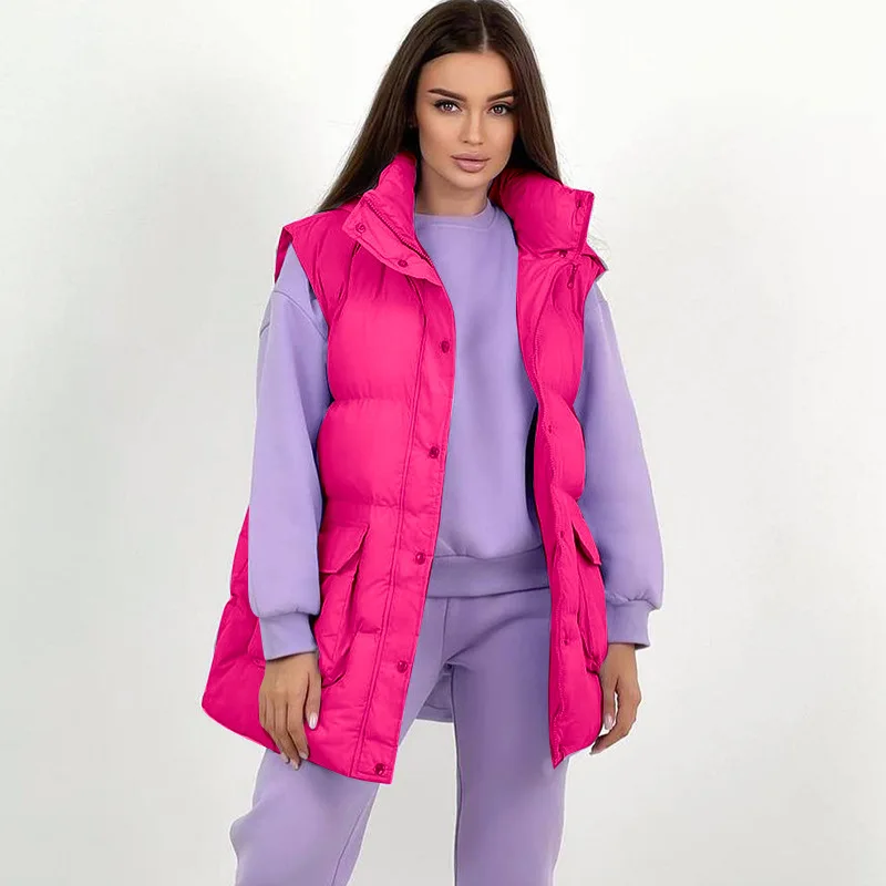 NS032 Winter collection ladies vest coat casual solid puffy coats for women long slim
