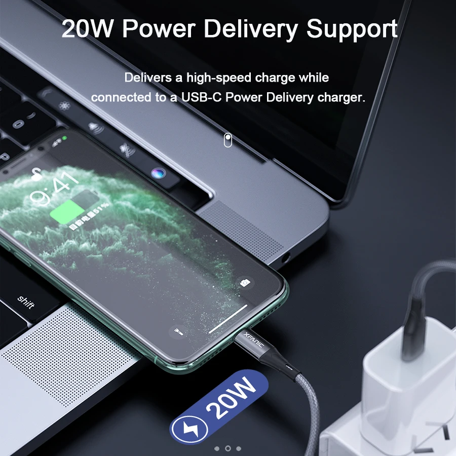 1 2 м PD 20 Вт 3A зарядный кабель USB типа C для Lightning Кабель передачи данных Mfi Быстрая зарядка Usb-C