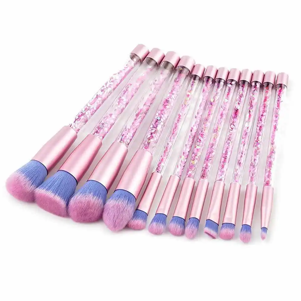 Wholesale Face Glitter  Cosmetic Make Up brush Tool set 12 Pcs Eye Shadow Private Label Makeup Brush Set