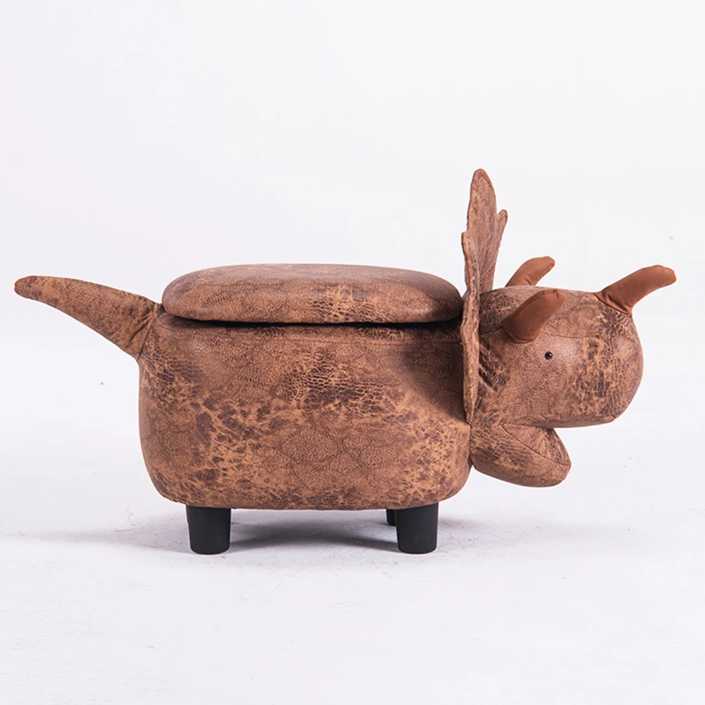 Factory wholesale wood frame animal fabric stool kids children animal shape stool ottoman with storage