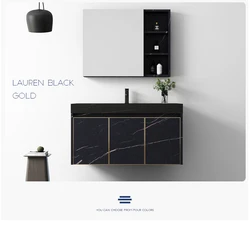 2022 Modern Bathroom Cabinet Stainless steel bathroom vanity with sink   Wholesale Bathroom Furniture  with  led mirror cabinet