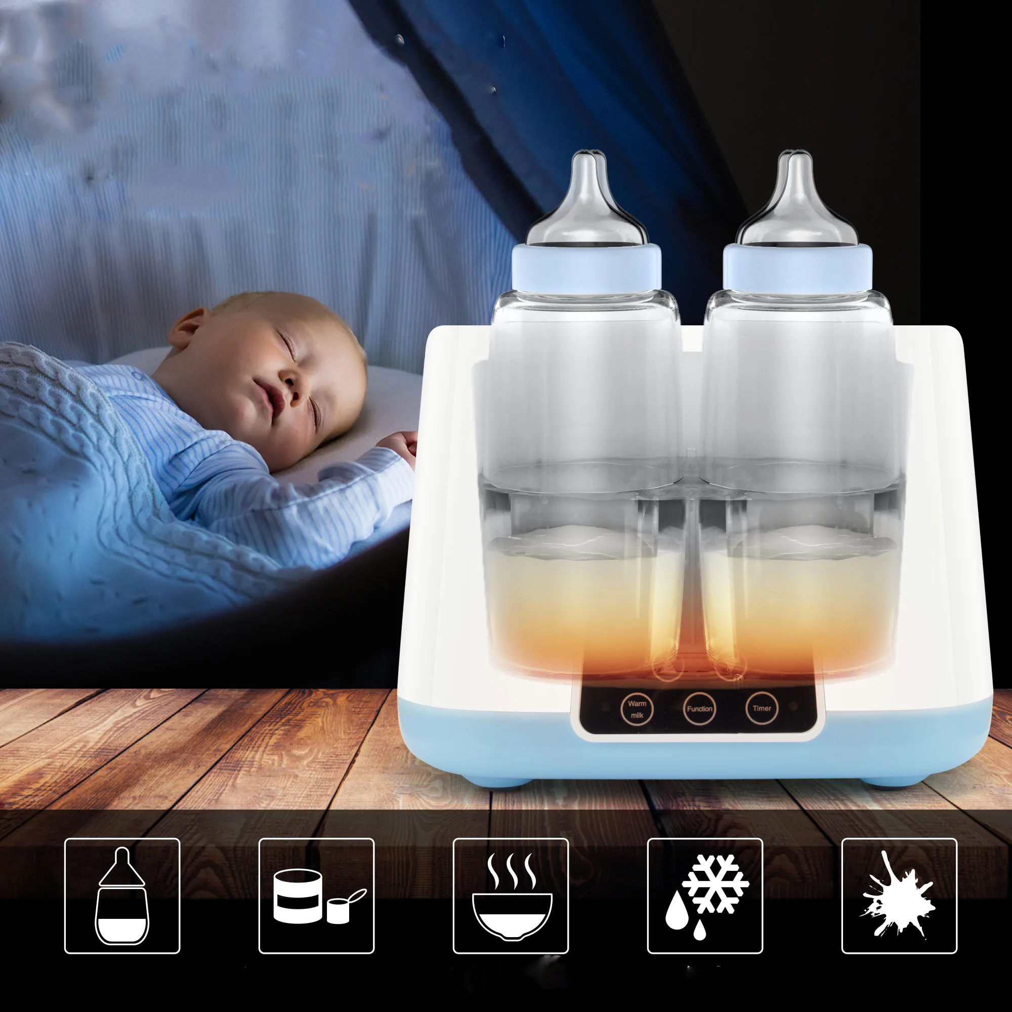 portable double baby milk bottle warmer 4mins hot milk baby milk warmer