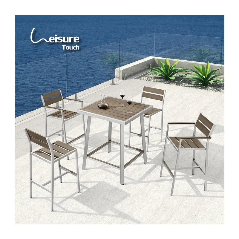 Restaurant Outdoor Pub High Top And Stools Height Chairs Bistro Set Furniture Patio Bar Tables