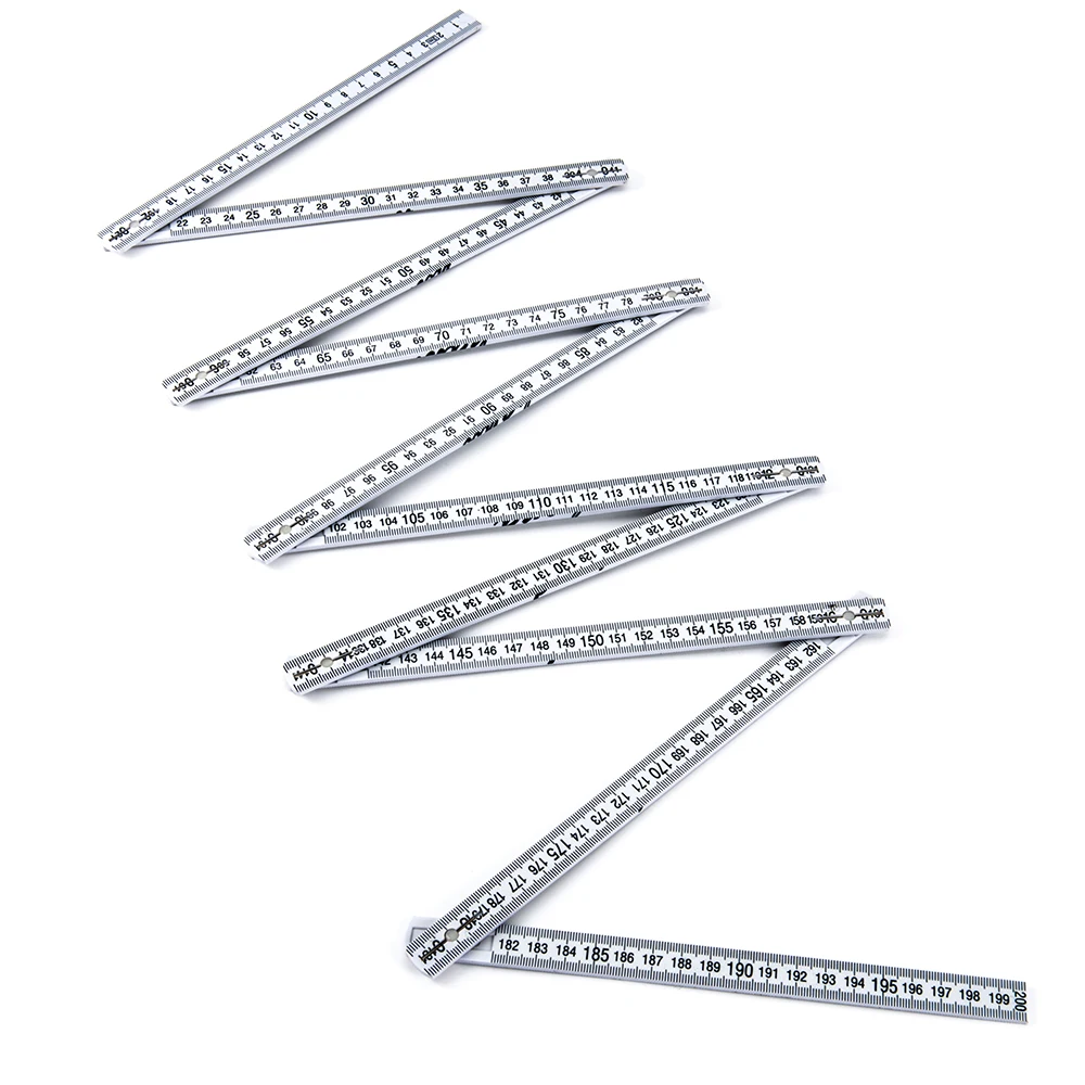 Multifunctional 2m Plastic Folding Ruler 10-Fold Extension with Flexible Scale Measuring Tool