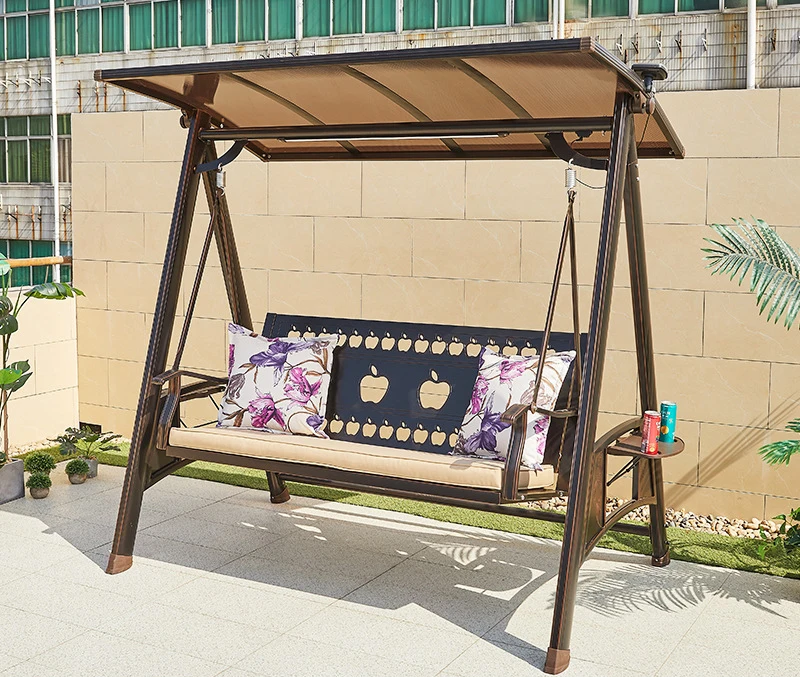 Luxury Leisure patio Courtyard Three seats swing chair wholesale