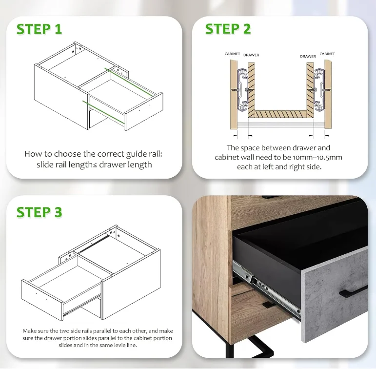 Both way sliding telescopic ball bearing drawer slide kitchen cabinet single extension telescopic guide slide rail system