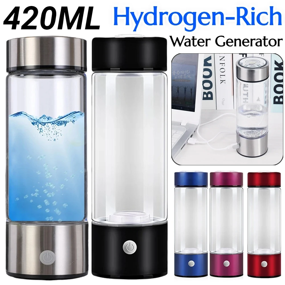 Hydrogen Generator Water Cup Filter Ionizer Maker Hydrogen-Rich Water Portable Super Antioxidants ORP Hydrogen Bottle 420ml