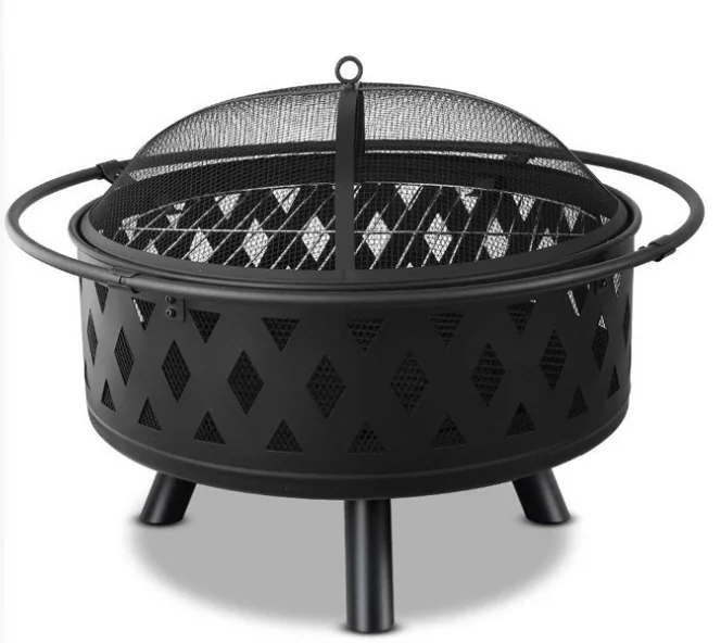 Customized outdoor fire pit Furniture metal fireplace with grill plate fire blow heater for garden BBQ