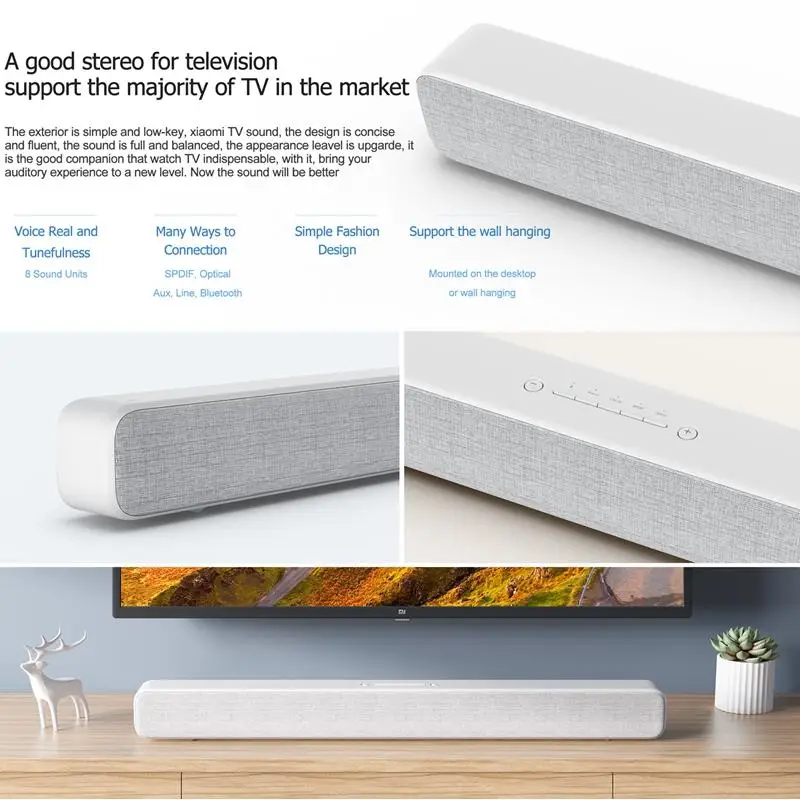 Колонка Xiaomi TV Soundbar Проводная Беспроводная BT 5 0 домашняя звуковая панель с объемным звучанием стерео для ПК театра Aux