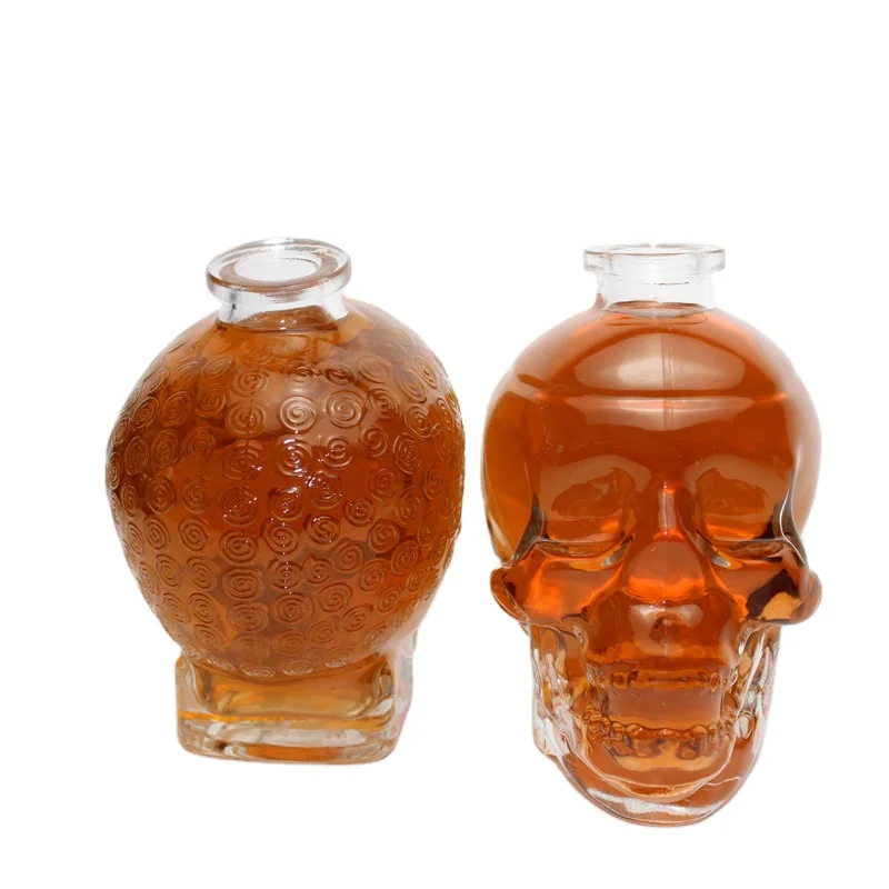 750ml 1500ml skull shape whisky wine spirit bottle stopper with logo alcoholic beverages monkey snake shape bottles