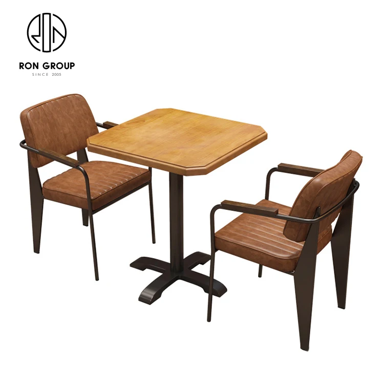 China modern pizza luxury coffee tea shop cafe leather wood square restaurant furniture bench sofa seating table and chair set