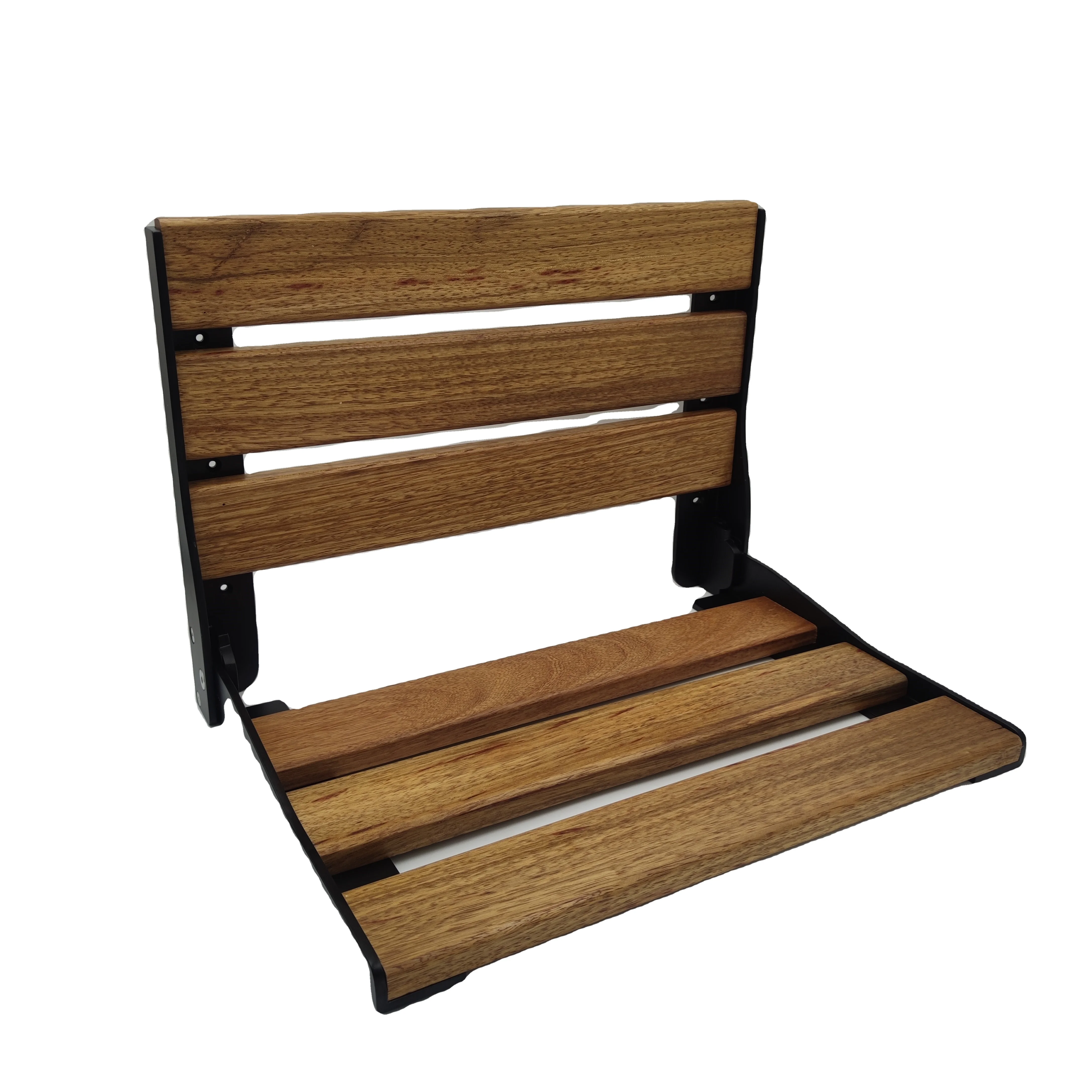 Australian Wall-Mounted Wooden Folding Shower Seat Rolling Disabled Toilet for inside Use Shower Room Accessories