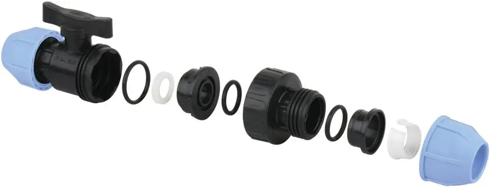 Бренд ирригационный пластиковый pp двойной соединитель HDPE PE PP шаровой клапан для водопроводной трубы 16
