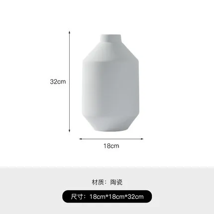 Modern Simple White Ceramic Vase for Luxury High-End Dried Flower Arrangement for Living Room Wall Decoration Elegant Ornaments