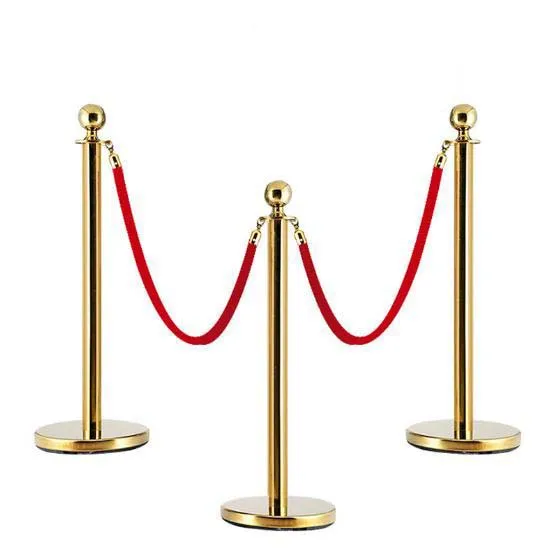 Black Gold Bollard Queue Management Stainless Steel Crowd Control Stanchions Post