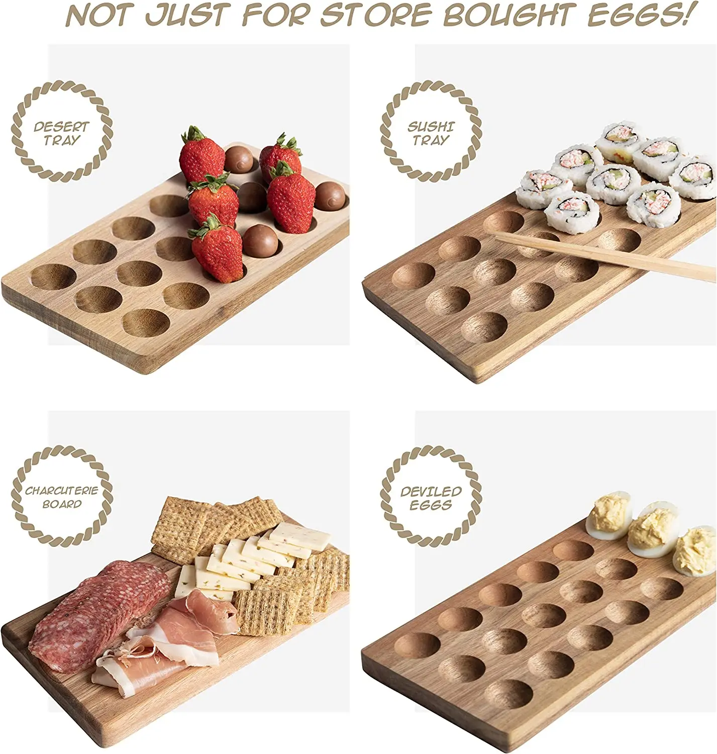 Custom Counter Top Egg Tray Wooden Egg Holder for Eggs for Display or Storage