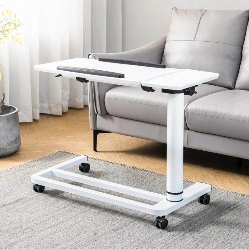 Adjustable Pneumatic Metal Study Desk Movable Table Top Sit-Stand Computer Desk with Wheels for Office Home Hospital Use