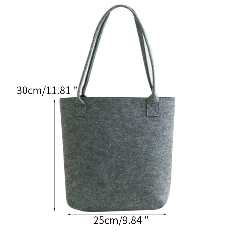 Storage Reusable Solid Color Two Shoulder Straps Felted Tote Shopping Bags