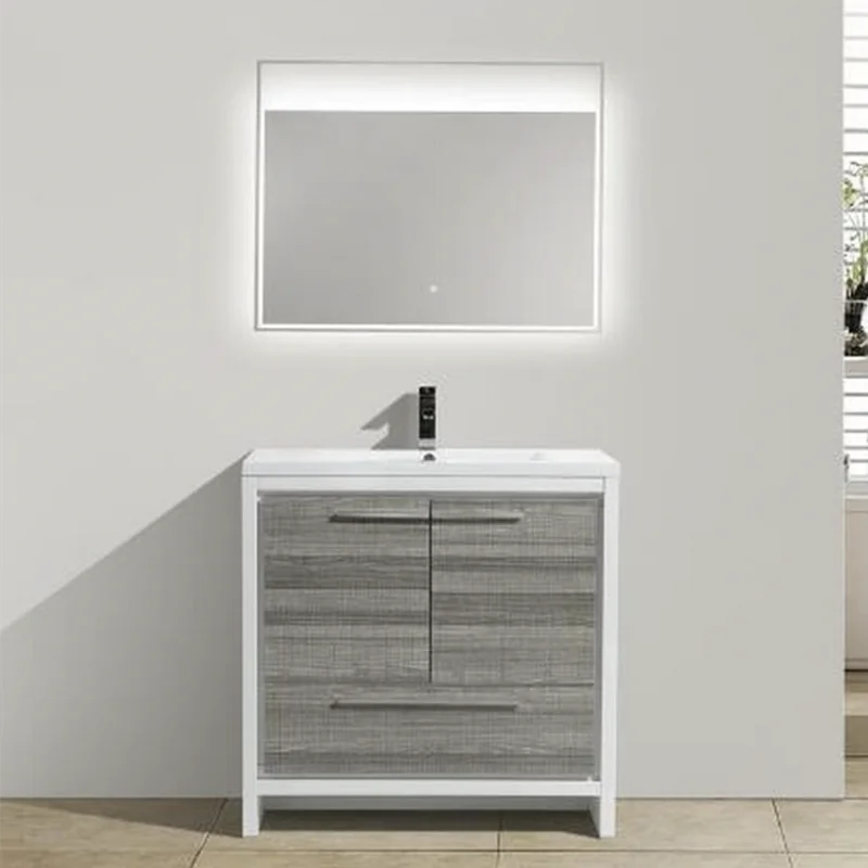 Modern Factory Directly Floor Standing Bath Vanity Set With LED Mirror Bathroom Cabinet Vanity With Smart Mirror For Hotel Home